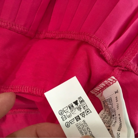 NWT Zara Top Tee Shirt Pleated short sleeve basic pink Fuchsia size small - Picture 4 of 6